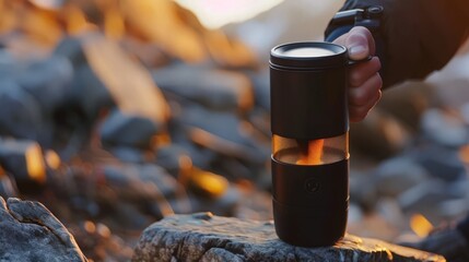 Poster - A traveler's essential: a portable coffee maker for enjoying great coffee anywhere