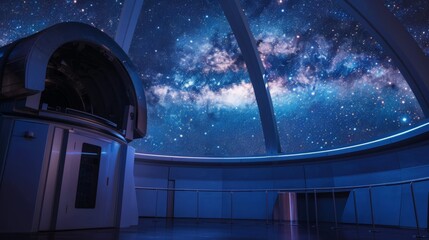 Canvas Print - An observatory dome opening up to reveal the night sky filled with stars.