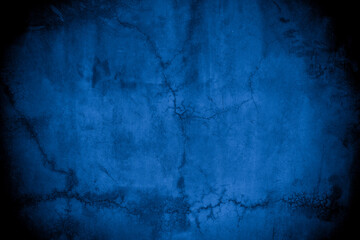 Wall Mural - Old wall pattern texture cement blue dark abstract  blue color design are light with black gradient background.
