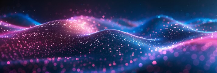 Poster - Abstract digital background with glowing connections and lines in the colors blue, purple, and red. Abstract technology or data network concept.