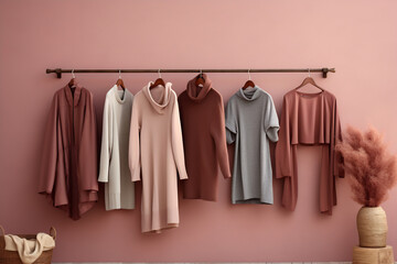 Wall Mural - Sophisticated Knitwear Lineup in Coral Ambiance