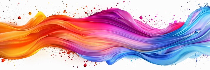 Colorful abstract background with paint brush strokes, wave shapes, and colorful splashes isolated on white background vector illustration