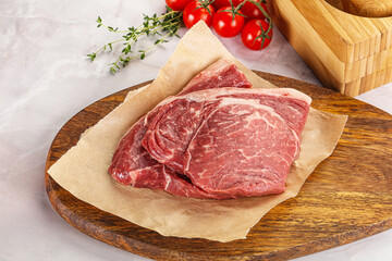 Uncooked raw beef steak for grill