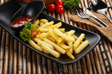 Canvas Print - French fries potato with sauce