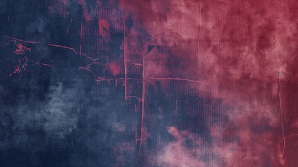 Wall Mural - Colorful distressed paper texture with a grunge feel, featuring shades of crimson and navy, appearing worn and faded.
