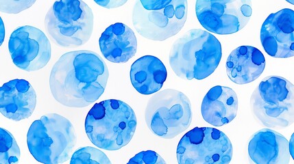 Wall Mural - Blue polka dots on the white background, illustration, wallpaper, oil painting.