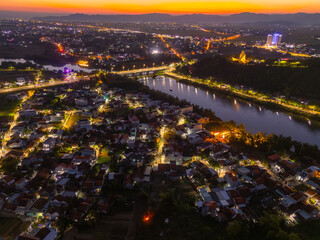 Wall Mural - Aerial view of Nhan temple, tower is an artistic architectural work of Champa people in Tuy Hoa city, Phu Yen province, Vietnam. Sunset view