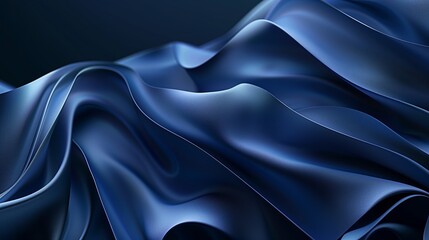 Wall Mural - Abstract dark blue background with wavy lines and smooth curves.