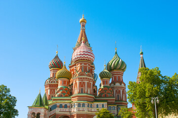 Wall Mural - Saint Basil's Cathedral on Red Square against blue sky in summer, Moscow, Russia