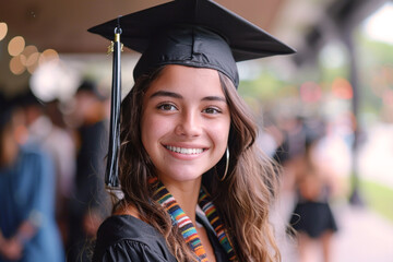 Latin graduate student celebrating graduation day from university
