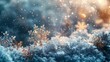 © svastix - A detailed macro shot captures a single snowflake in focus against a backdrop of blue hues and soft bokeh lights