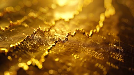 Poster - Close-up of a golden line graph charting the rise and fall of gold prices over time
