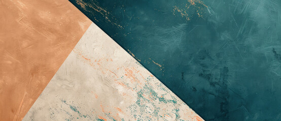 Poster - Three colors are dividing this abstract geometric background, creating a dynamic and modern composition. The different textures add depth and interest to the image