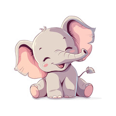 Cute baby elephant with adorable smile vector illustration. Can be used for t-shirt print, kids wear fashion design, baby shower invitation card.