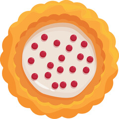 Poster - Delicious round tart with cream and cherries is waiting on the table