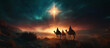 © Светлана Воротняк - Christmas star on blue sky and three wise men. Christian illustration