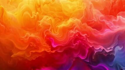 Poster - A close-up view of a gradient mesh fabric in shades of orange, red, pink, and blue.