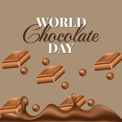 Wall Mural - World Chocolate day vector illustration for social media poster and banner