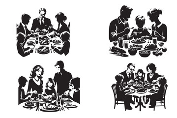 Wall Mural - Family Dinner silhouette vector illustration.eps