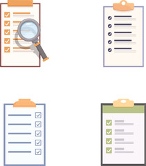 Poster - Collection of four flat design icons depicting various checklist styles, suitable for web and print