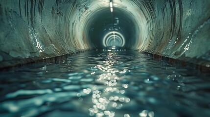 Wall Mural - A tunnel with water running through it