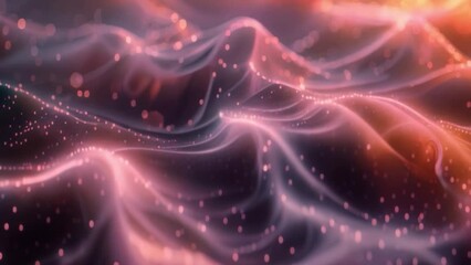Poster - A digital abstract image featuring a wavy, flowing purple and pink gradient mesh with sparkling lights.
