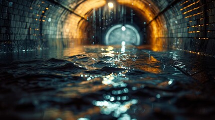 Canvas Print - A water pipe is dripping water into a pool