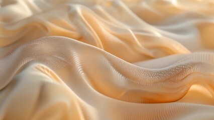 Wall Mural - A close-up image of a soft, warm-toned fabric with an abstract gradient mesh pattern. The fabric is draped in flowing curves, creating a sense of movement and texture.