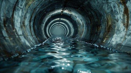 Wall Mural - A tunnel with water running through it