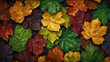 © Wahyu - generative ai, colorful leaves fall on the ground