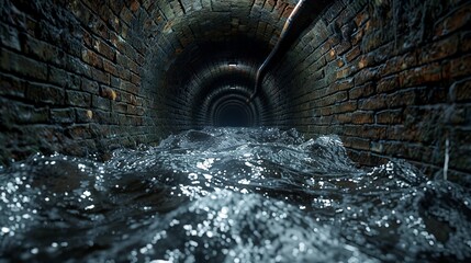 Wall Mural - A dark tunnel with water dripping from the ceiling