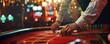© annamaria - People have fun with black jack table in casino, concept of gambling banner. Generative AI.