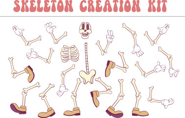 Poster - Retro groovy skeleton cartoon character