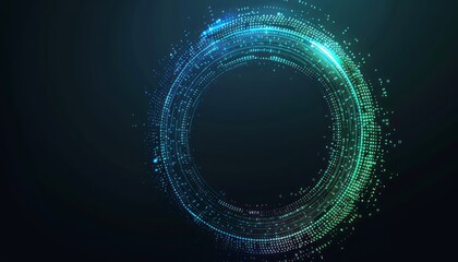 Poster - Abstract Digital Green And Blue Circle On Dark Background