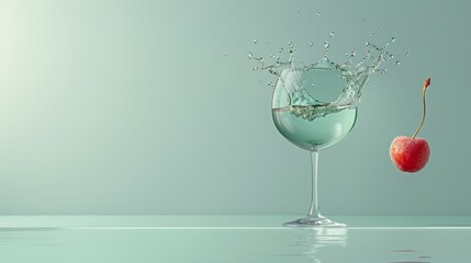 Sticker - wine with a splash of water, apple submerged