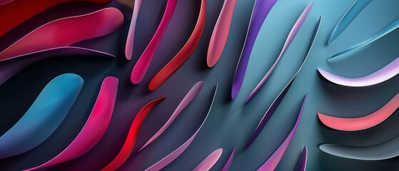 Poster - Abstract Colorful Curved Shapes on a Dark Background