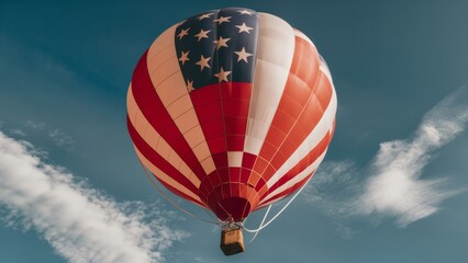 Wall Mural - A large hot air balloon with a box attached to it, AI