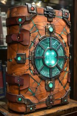 Cubism Art, At the heart of the ancient library, a tome bound in leather and adorned with intricate circuitry holds the secrets of mythical spells long thought lost to the sands of time.,