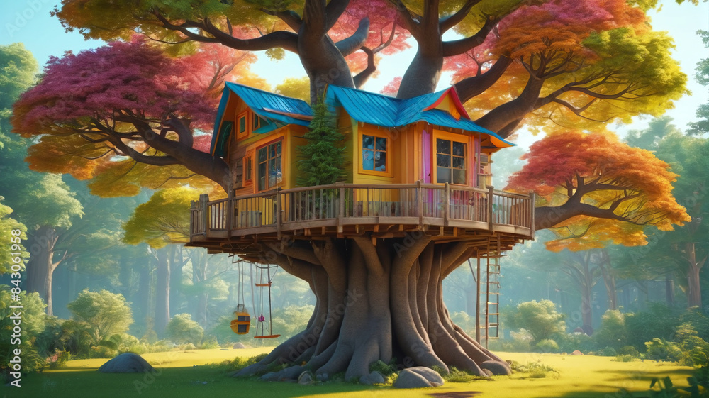Treehouse Visualization With a tree growing through its center, the treehouse is a testament to ...