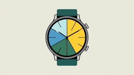 Poster - A colorful watch with a different colored face on each side, AI