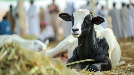 Wall Mural - Customary animals offered as sacrifices during Eid al-Adha festivities