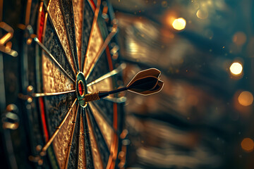 A dart precisely hitting the middle of a target, symbolizing accuracy and success in achieving goals.