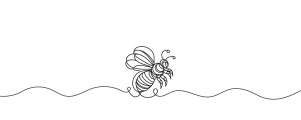 Wall Mural - one line bee vector illustration, one line style