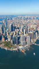 Wall Mural - View to New York city skyline from the helicopter 