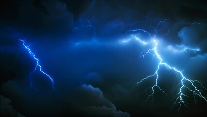 Wall Mural - Shiny lightnings composition on the dark background. Abstract energy strike ornament in the thunderstorm