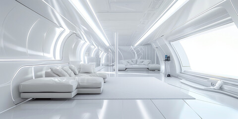 Wall Mural - Modern futuristic sci fi white interior