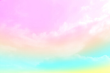 Wall Mural - Pastel sky with soft white clouds. Fantastic color fantasy background. Sweet dreams