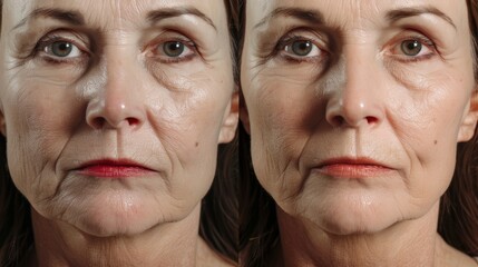 Before and After Nasolabial Fold Filler Treatment - Smoothing and Filling Effects Comparison