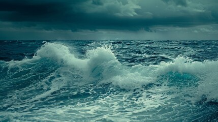 Wall Mural - the calm sea suddenly erupts with a menacing rogue wave.