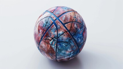 Poster - A single painted ball sitting on a plain white surface